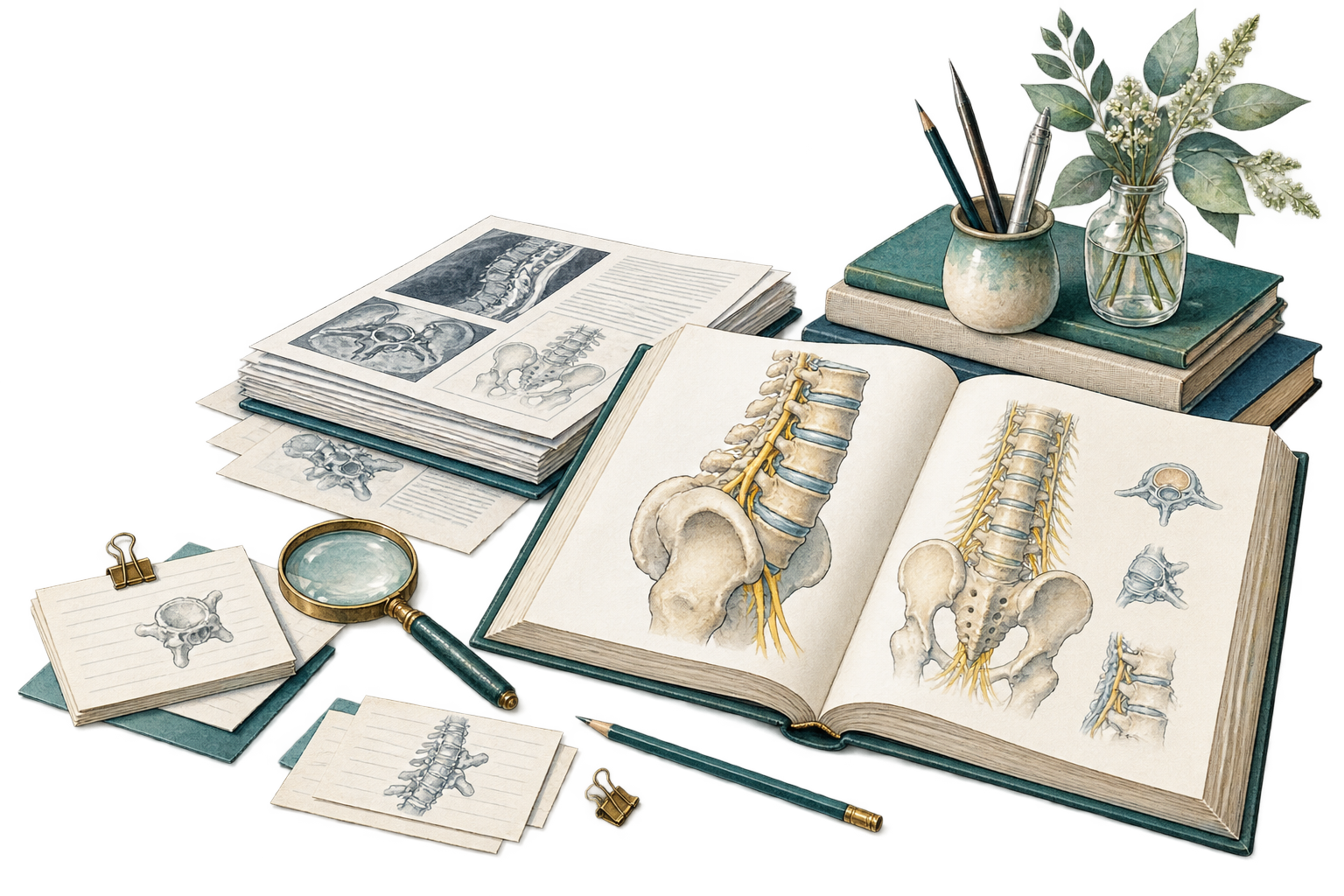 Medical research books and editorial materials about the lumbar spine